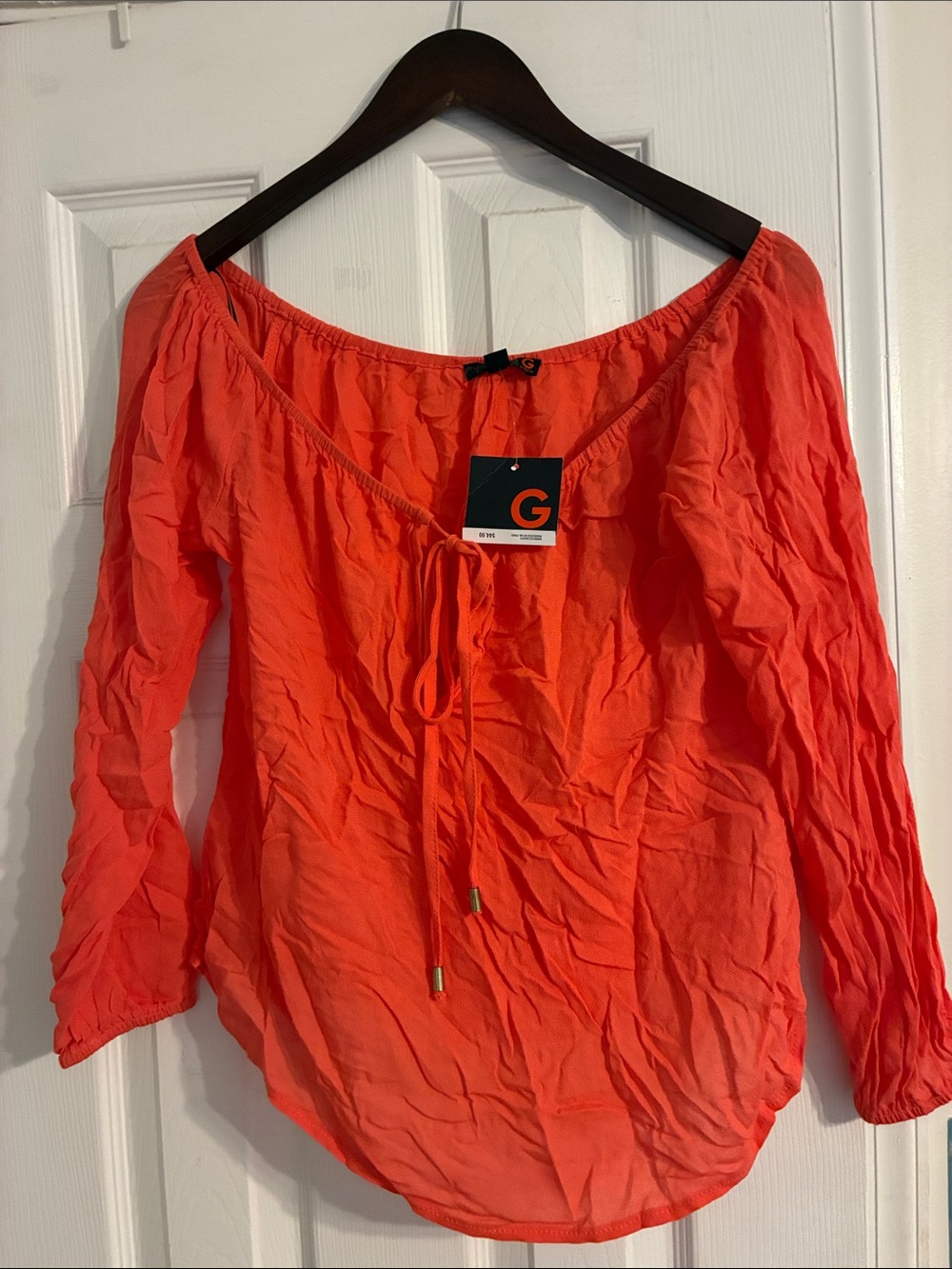 Guess Orange Off-Shoulder Women's Blouse